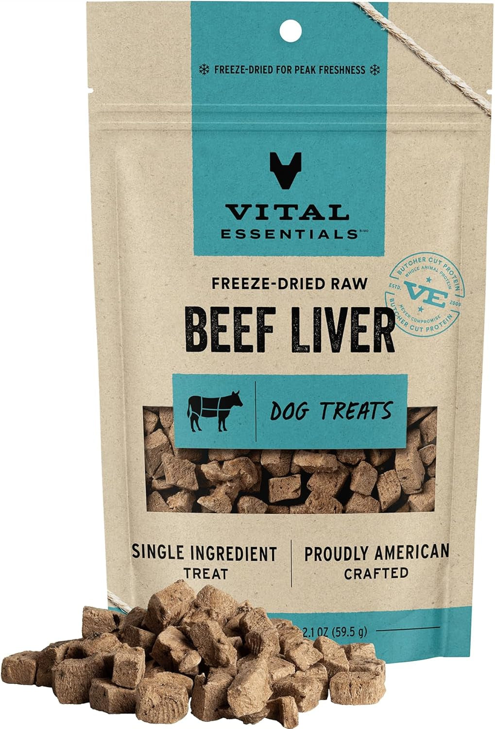 Premium Freeze-Dried Beef Liver Dog Treats | High Protein, Grain Free & Gluten Free | 2.1 Oz Single Ingredient Training Treats