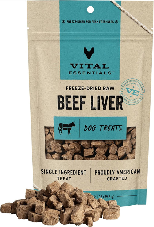 Premium Freeze-Dried Beef Liver Dog Treats | High Protein, Grain Free & Gluten Free | 2.1 Oz Single Ingredient Training Treats