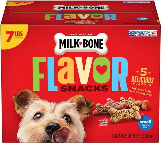 Flavor Snacks Small Dog Biscuits, Flavored Crunchy Dog Treats, 7 Pound Box