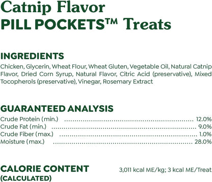 Feline Greenies Pill Pockets for Cats – Natural Soft Cat Treats, Catnip Flavor, 1.6 oz Pouch (45 Treats)