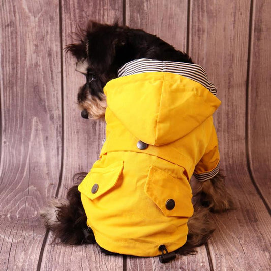 Striped Waterproof Dog Raincoat – Small & Medium Dogs, Stylish Pet Jacket for Rainy Days