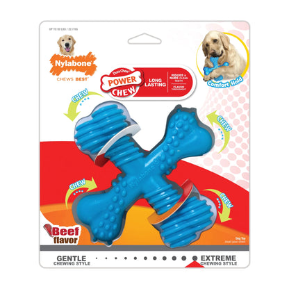 Power Chew X Bone Dog Toy – Large, Beef Flavor, Durable Comfort-Hold Chew for Aggressive Chewers