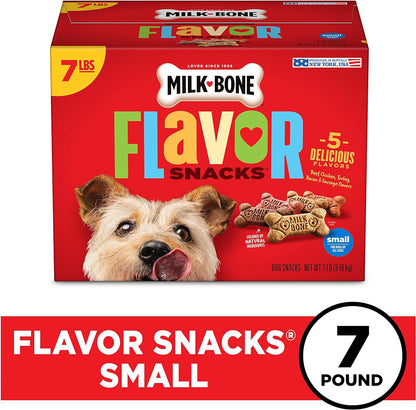 Flavor Snacks Small Dog Biscuits, Flavored Crunchy Dog Treats, 7 Pound Box