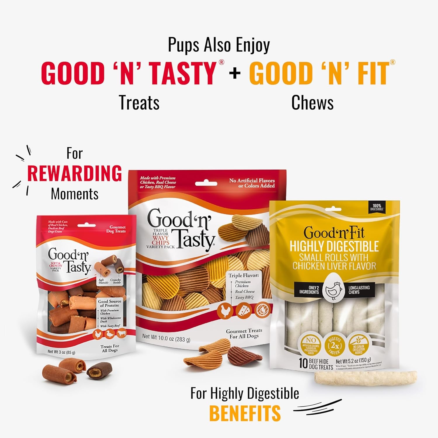 Good ‘N’ Fun Triple Flavor Kabobs Chews for All Dogs, 24 Ounces, Treat Your Dog to Chews Made from Beef Hide, Real Chicken, Pork Hide, Duck and Chicken Liver