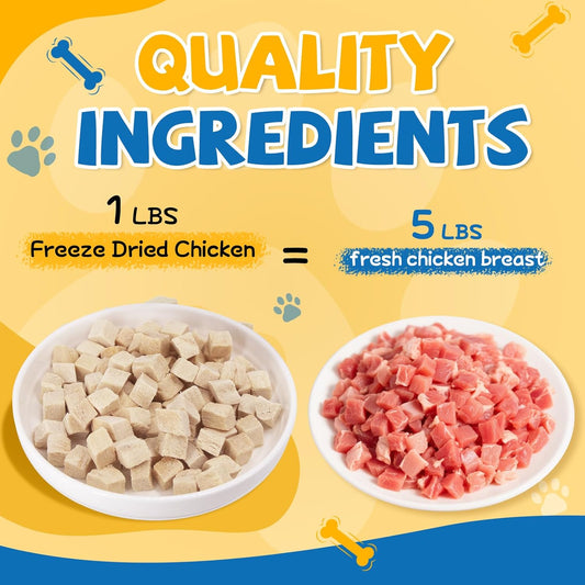 Freeze Dried Chicken Treats for Dogs & Cats, Single Ingredient Natural and Healthy Training Treats & Food Topper, High Protein Dog Snacks,10.58 Oz